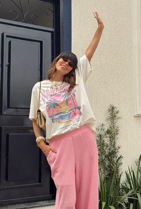 T-SHIRT OVERSIZED PARADISE EVERY DAY OFF WHITE